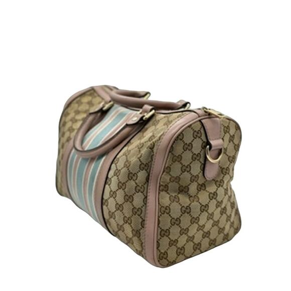 Gucci GG Monogram Vintage Web Medium Boston Pink Blue*AWESOME 2-WAY! - Picture 7 of 16